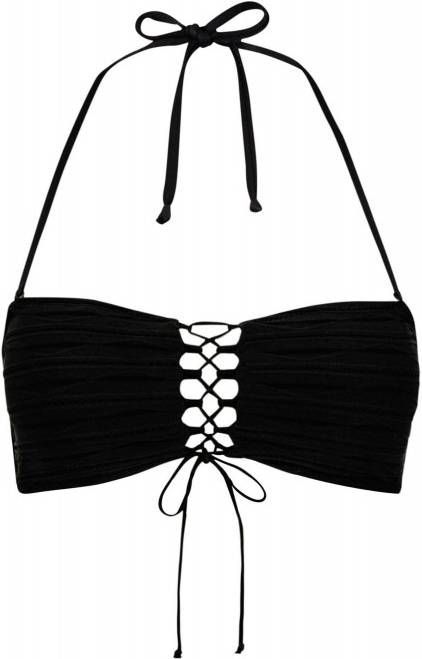 Lascana strapless bandeau bikinitop met veterdetail zwart