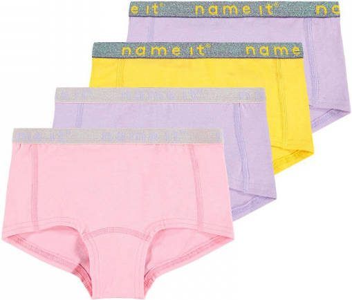 NAME IT KIDS hipster set van 4 paars/roze/geel