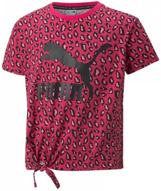 Puma T shirt Classics Summer Roar met panterprint rood