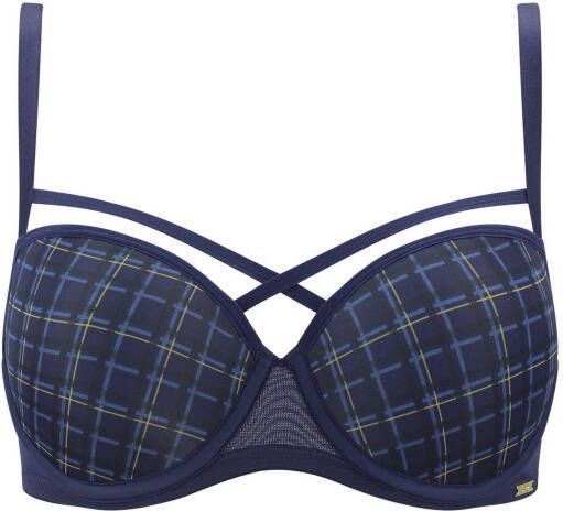 Sapph geruite voorgevormde beugelbh Fabulous donkerblauw