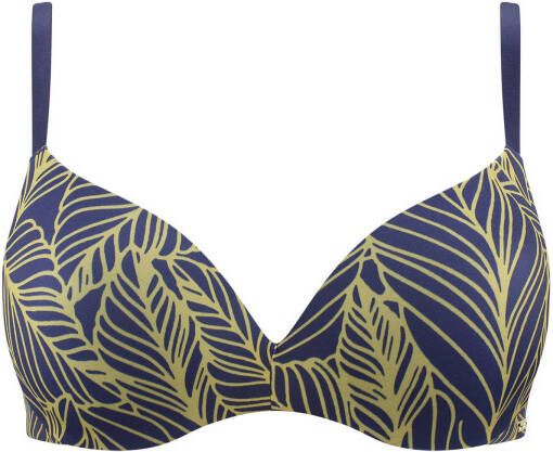 Sapph push up bh Comfort met all over print donkerblauw/geel
