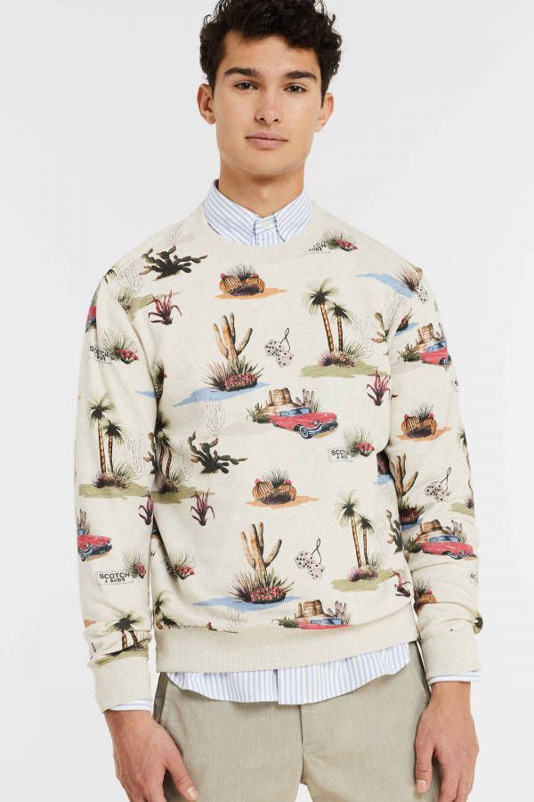 Scotch & Soda sweater met all over print beige