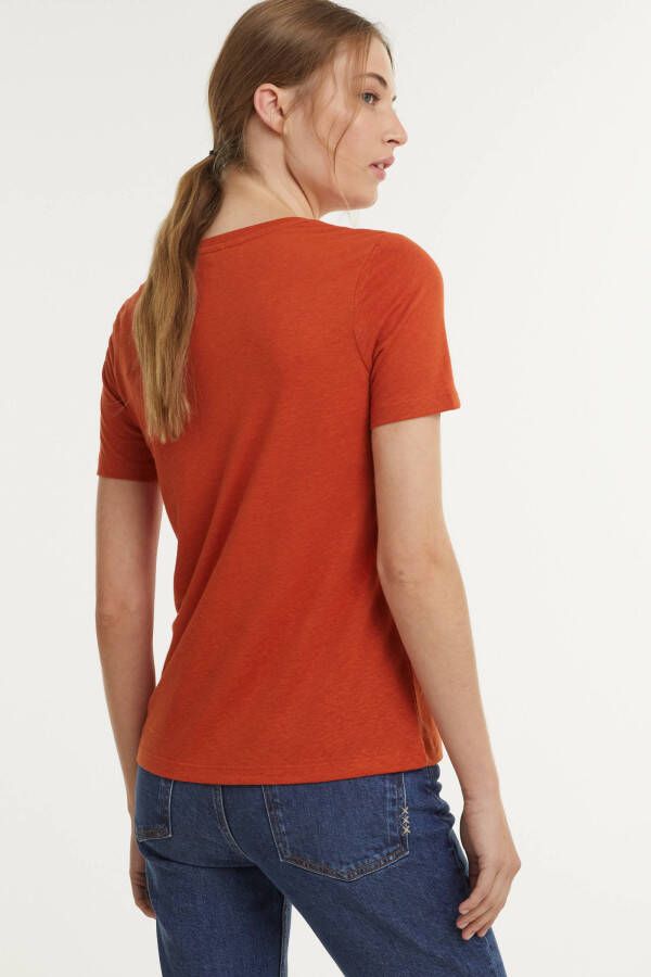 Scotch & Soda T shirt met borduursels oranje