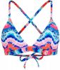 Venice Beach triangel bikinitop met all over print blauw/roze online kopen