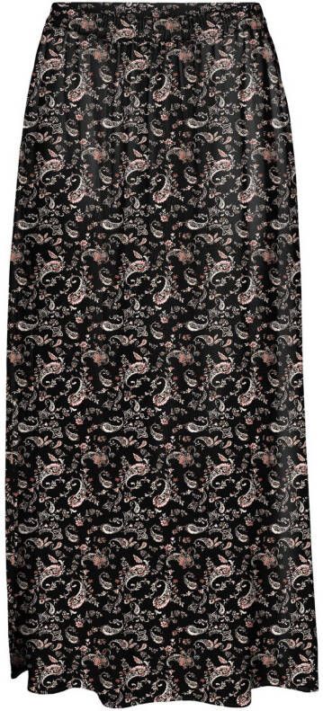 VERO MODA gebloemde midi rok VMSIMPLY zwart/roze