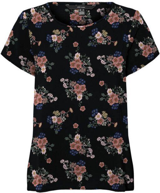 VERO MODA T shirt VMSAGA met all over print zwart/oudroze