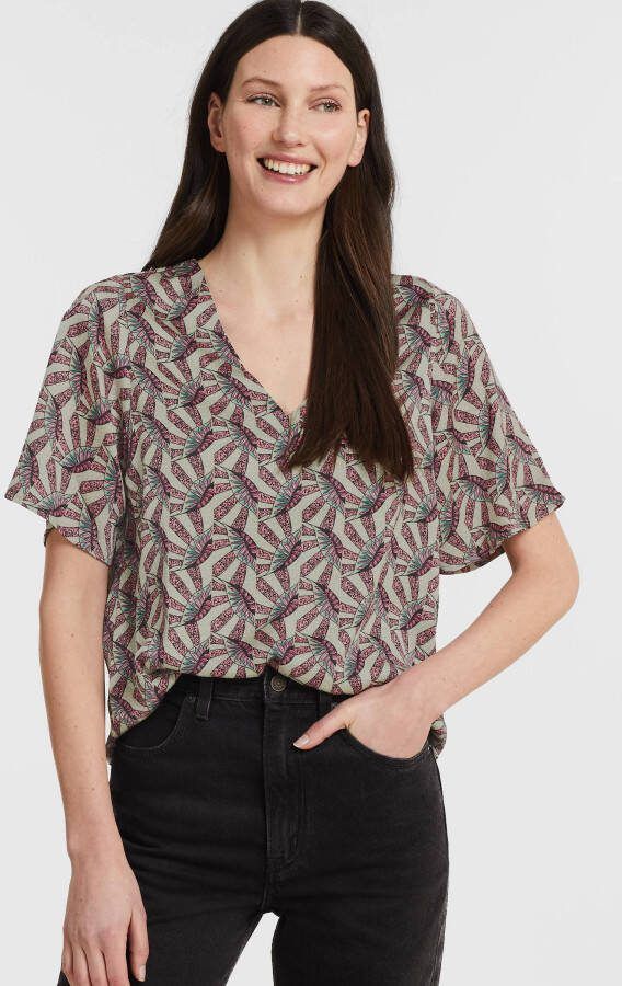 VERO MODA top VMZELDA met all over print lichtgroen/roze