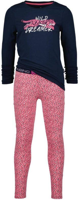 Vingino pyjama Wina met all over print roze/donkerblauw
