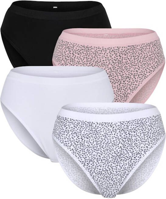 harmony Slips per 4 stuks voor optimale bewegingsvrijheid 1x roze/animaldessin/1x zwart/animaldessin/1x wit/1x zwart